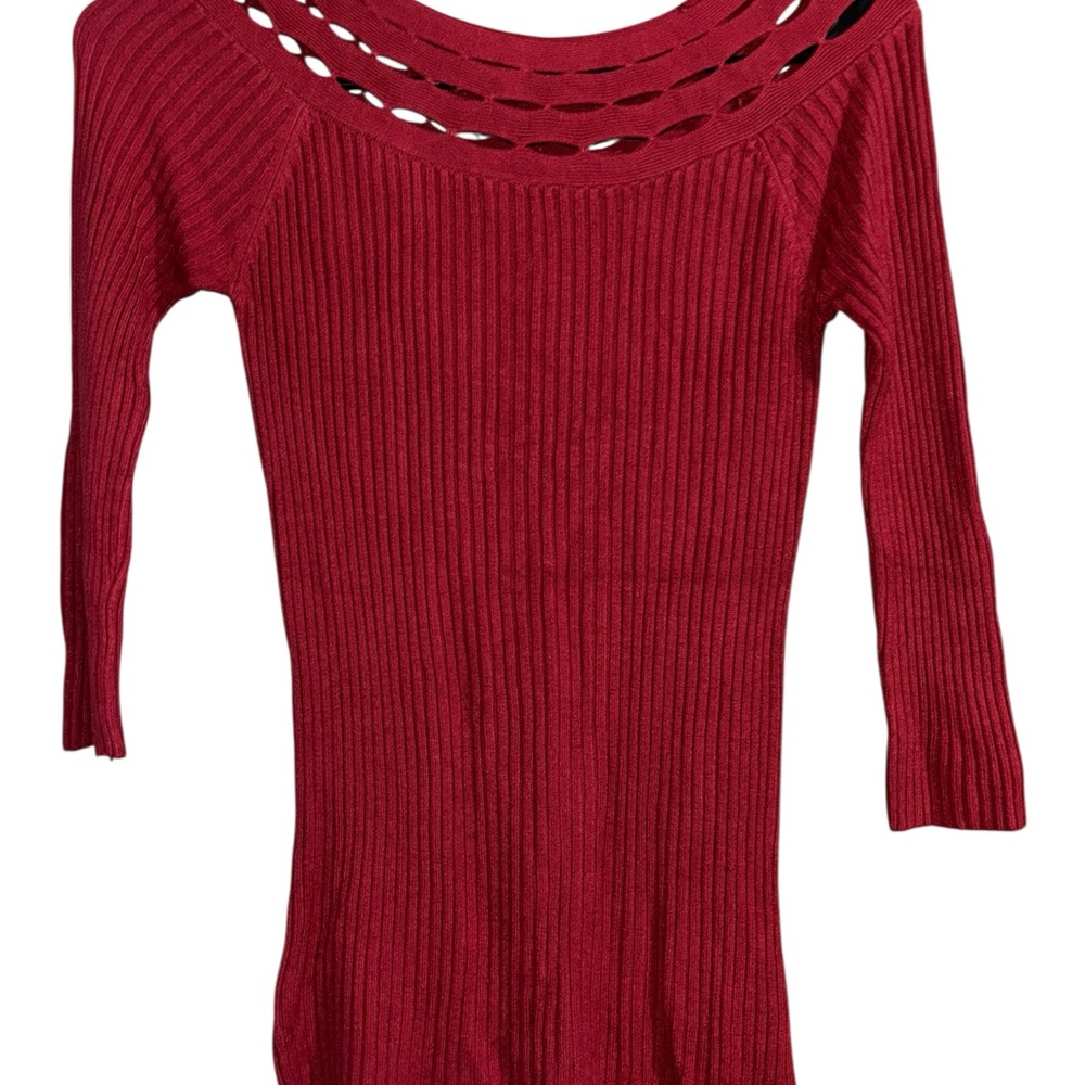 Copper Key Off-the-Shoulder Red Sweater